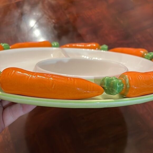 Vintage 3D Appetizer Serving Party Platter 12.5” Carrot Detail Veggie Tray - Picture 9 of 10